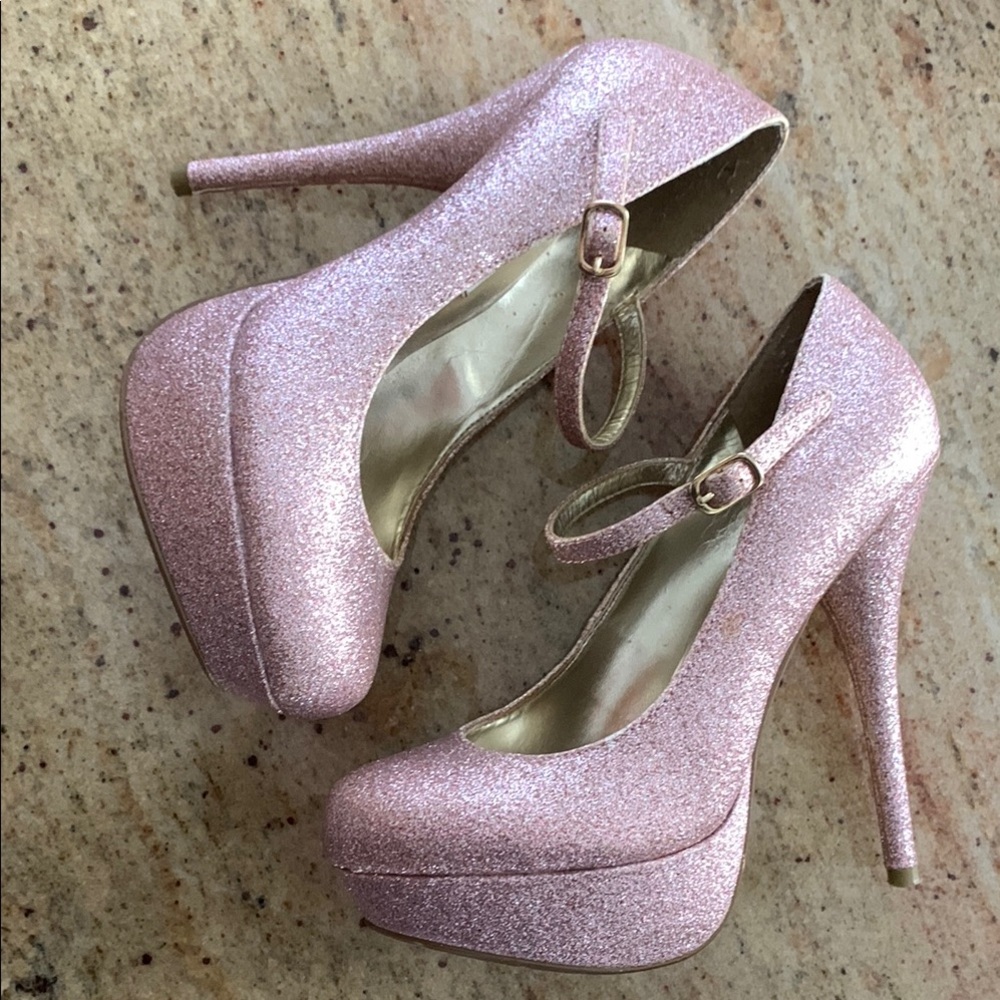 Glittery Pink Platform Heels